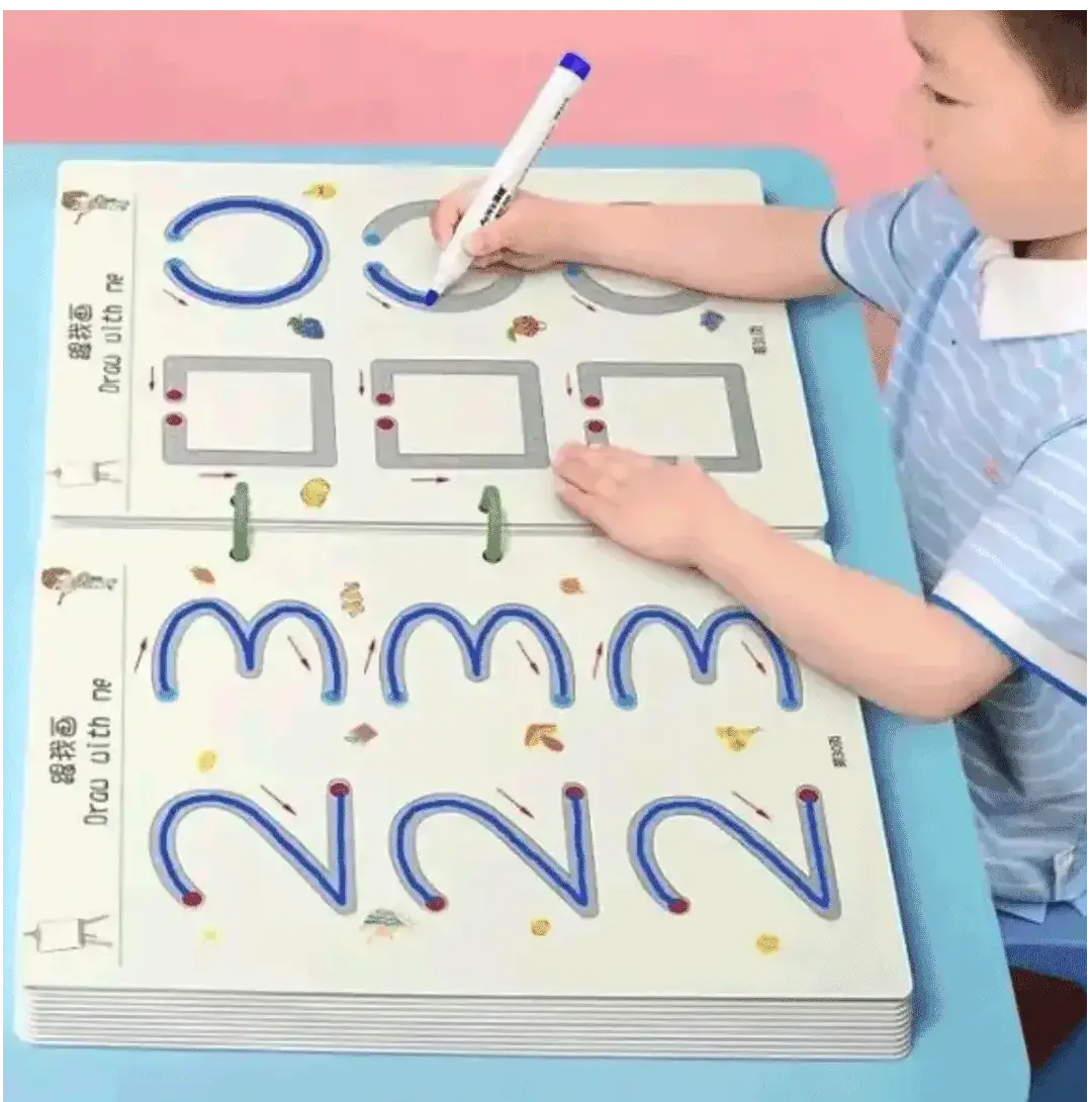 Libro de Trazos Reutilizable para Niños | Traza, Borra y Aprende a Escribir